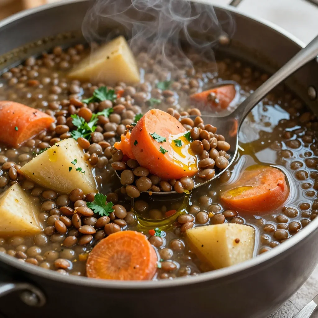 cozy onepot lentil and root vegetable stew for family suppers