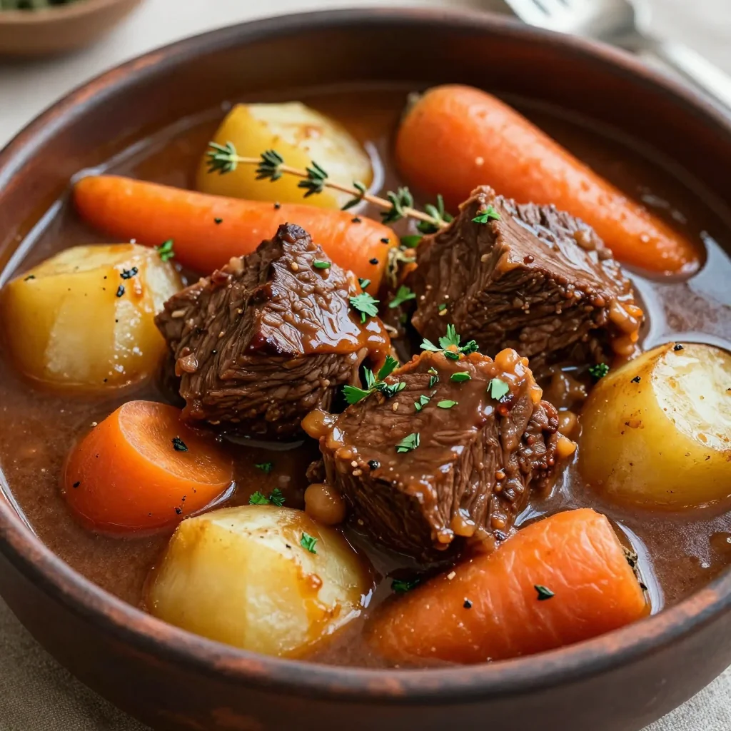 Rich Beef Stew With Red Wine And Root Vegetables