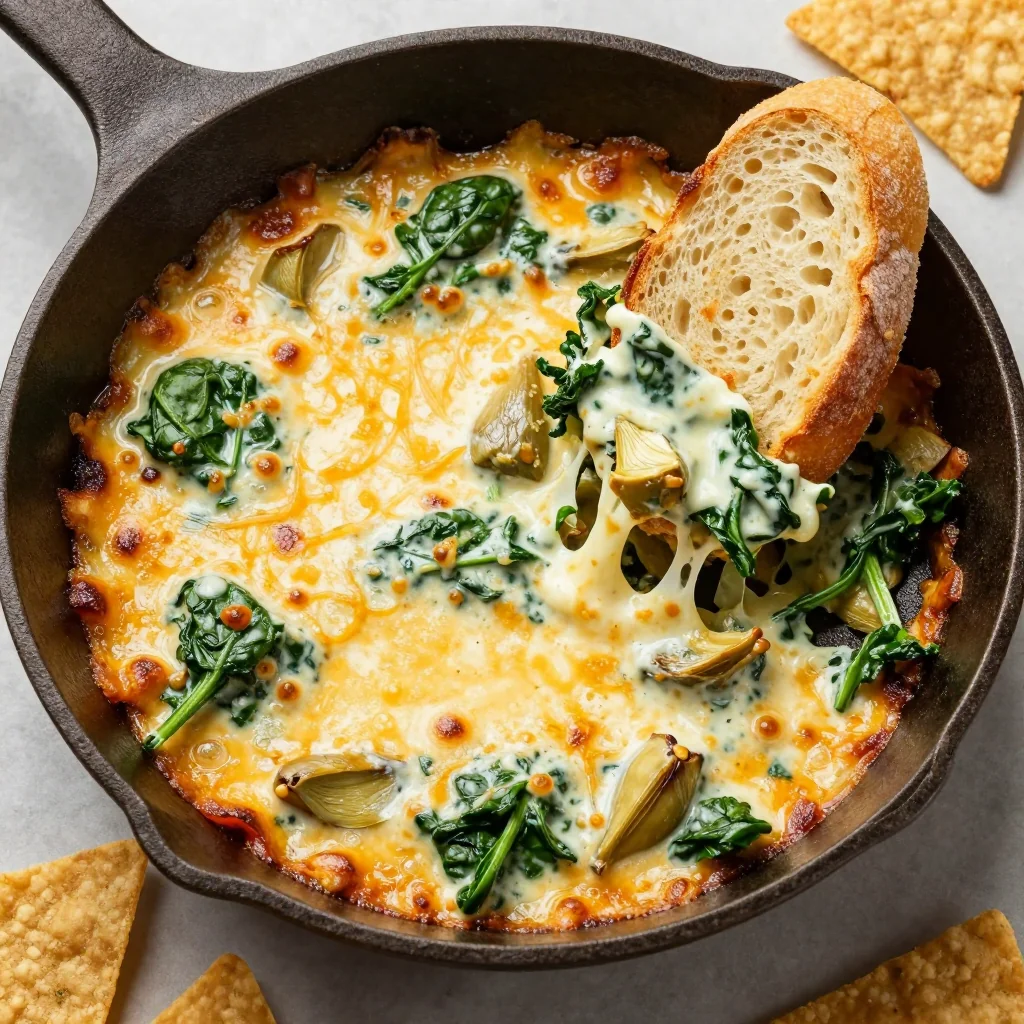NFL Playoff Creamy Spinach Artichoke Dip for Game Day Snacking
