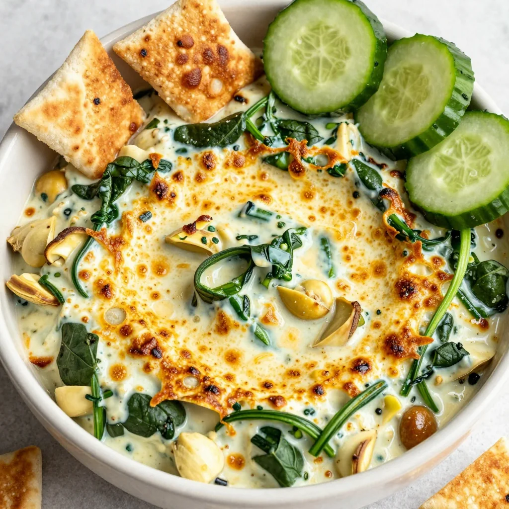 NFL Playoff Spinach Artichoke Dip Healthy Version