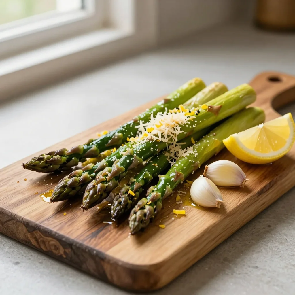 Garlic Parmesan Roasted Asparagus with Lemon Zest