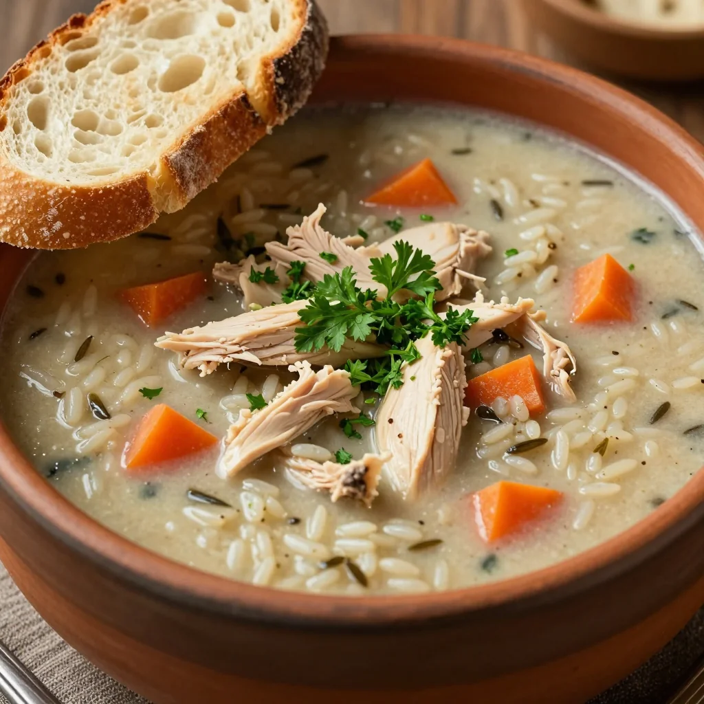 Cozy Creamy Chicken and Wild Rice Soup That is Made with Leftover Chicken