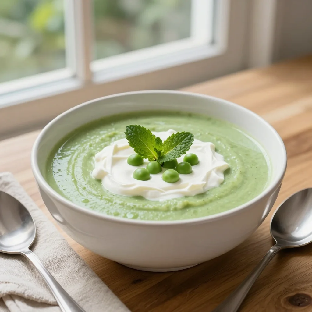 Spring Pea and Mint Soup with Creme Fraiche
