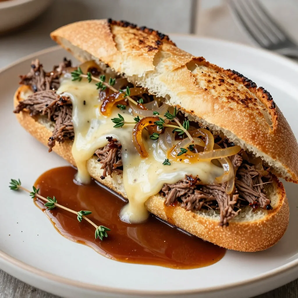 Winter Comfort Slow Cooker French Dip Sandwiches with Au Jus