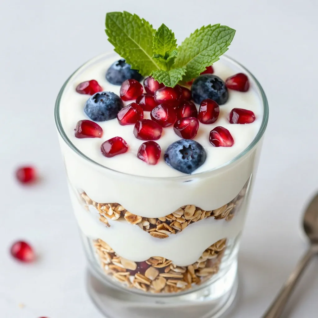 New Year's Day Yogurt Parfait with Layers of Granola