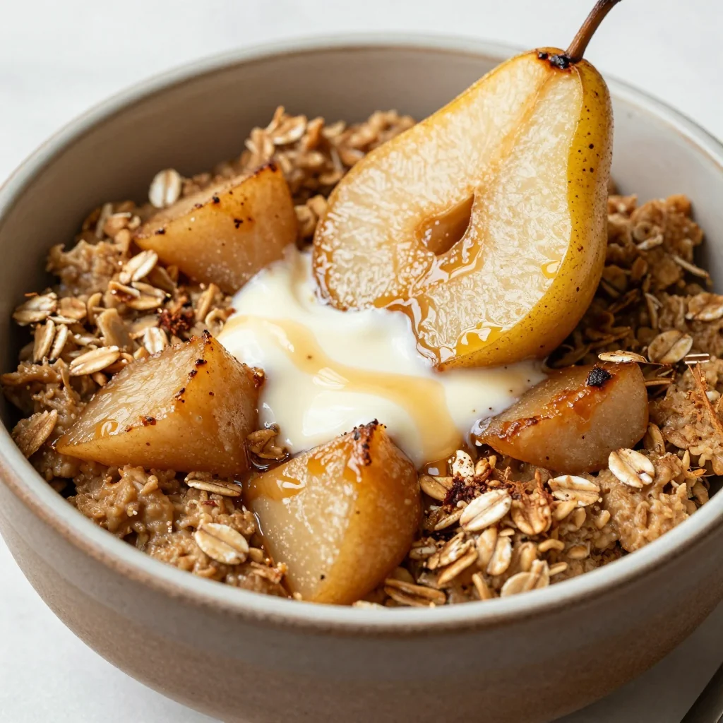 Warm Spiced Pear Baked Oatmeal for Winter Mornings