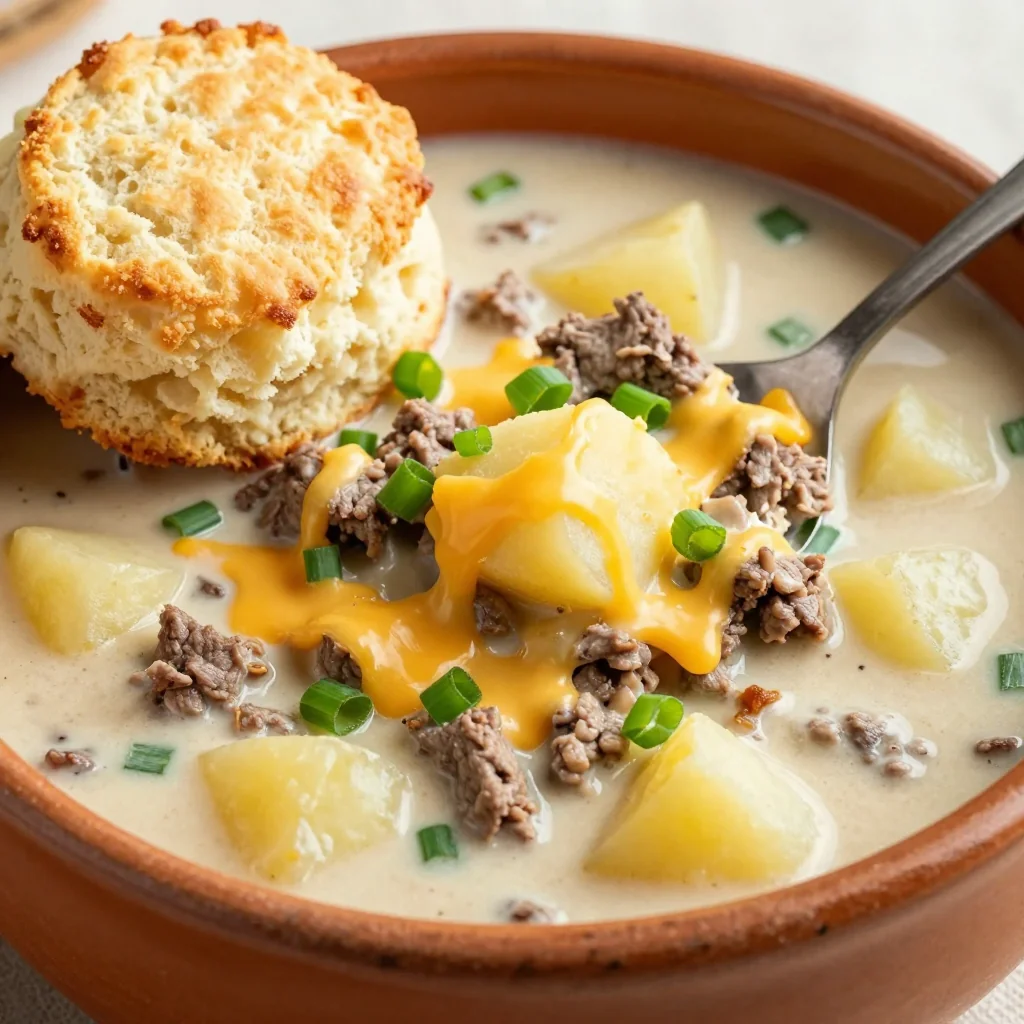 Easy One Pot Creamy Beef and Potato Soup