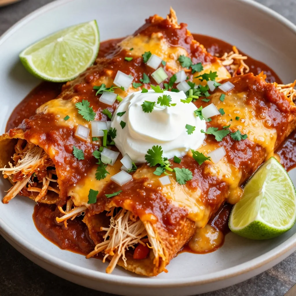 Cheesy Enchiladas with Red Sauce for Dinner