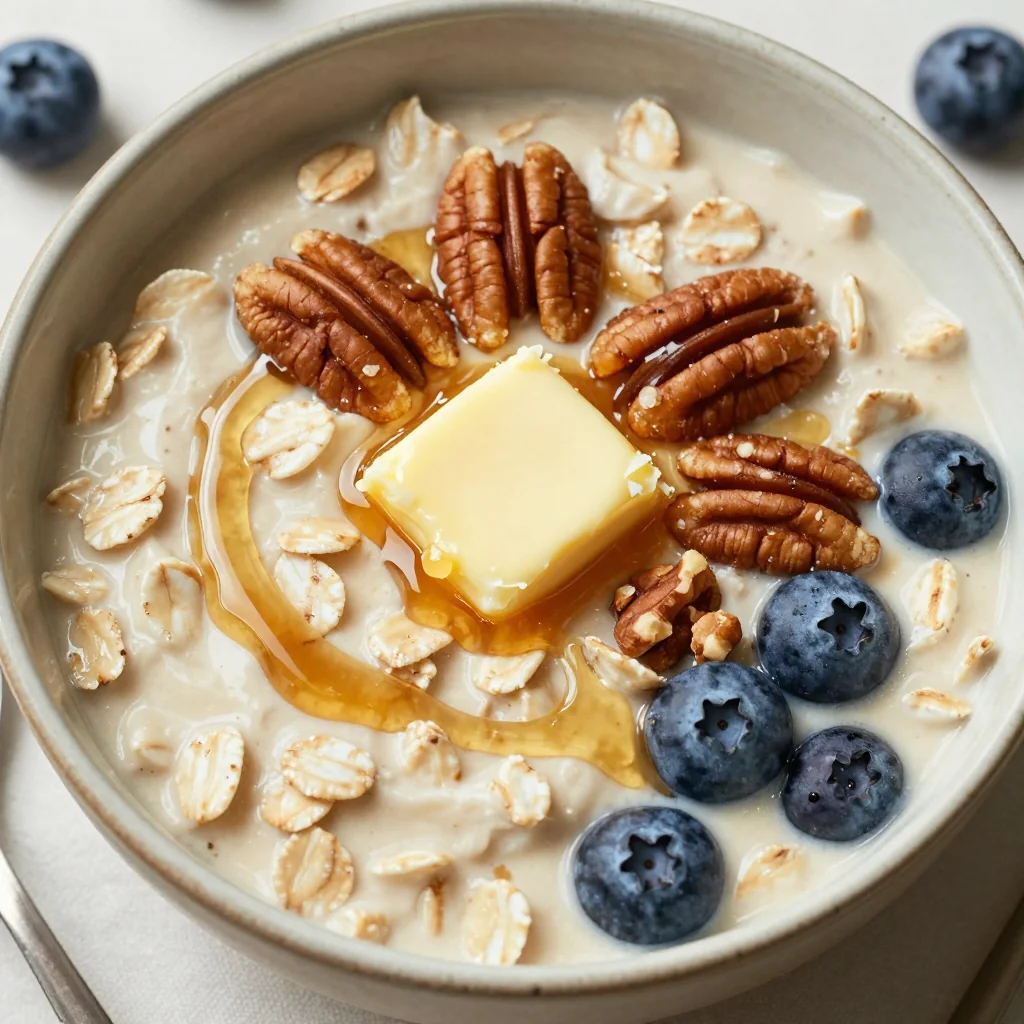 Cozy Warm Maple Oatmeal with Toasted Pecans