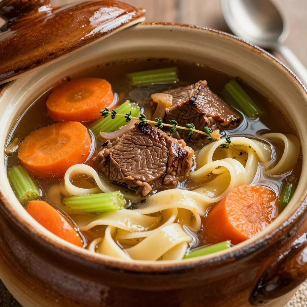Winter Comfort Slow Cooker Beef and Noodle Soup