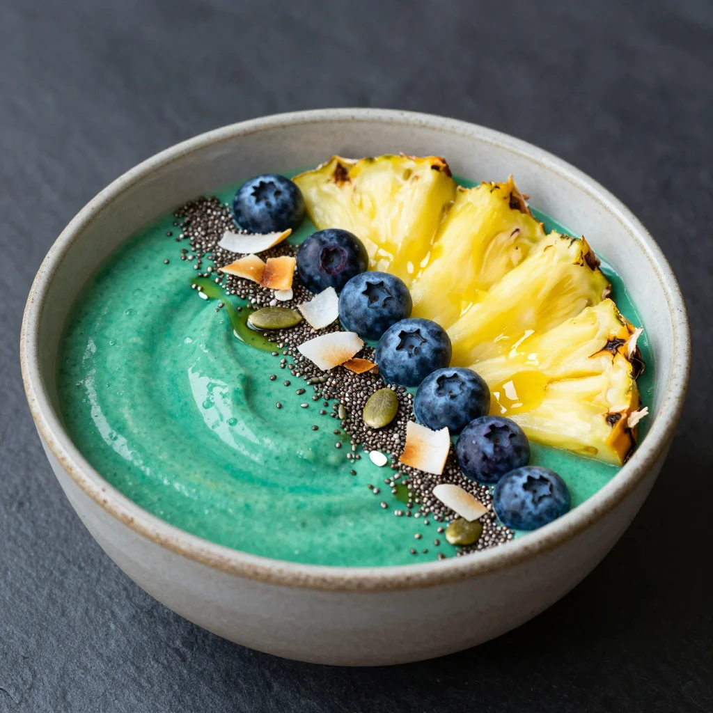 Healthy Detox Kale and Pineapple Smoothie Bowl
