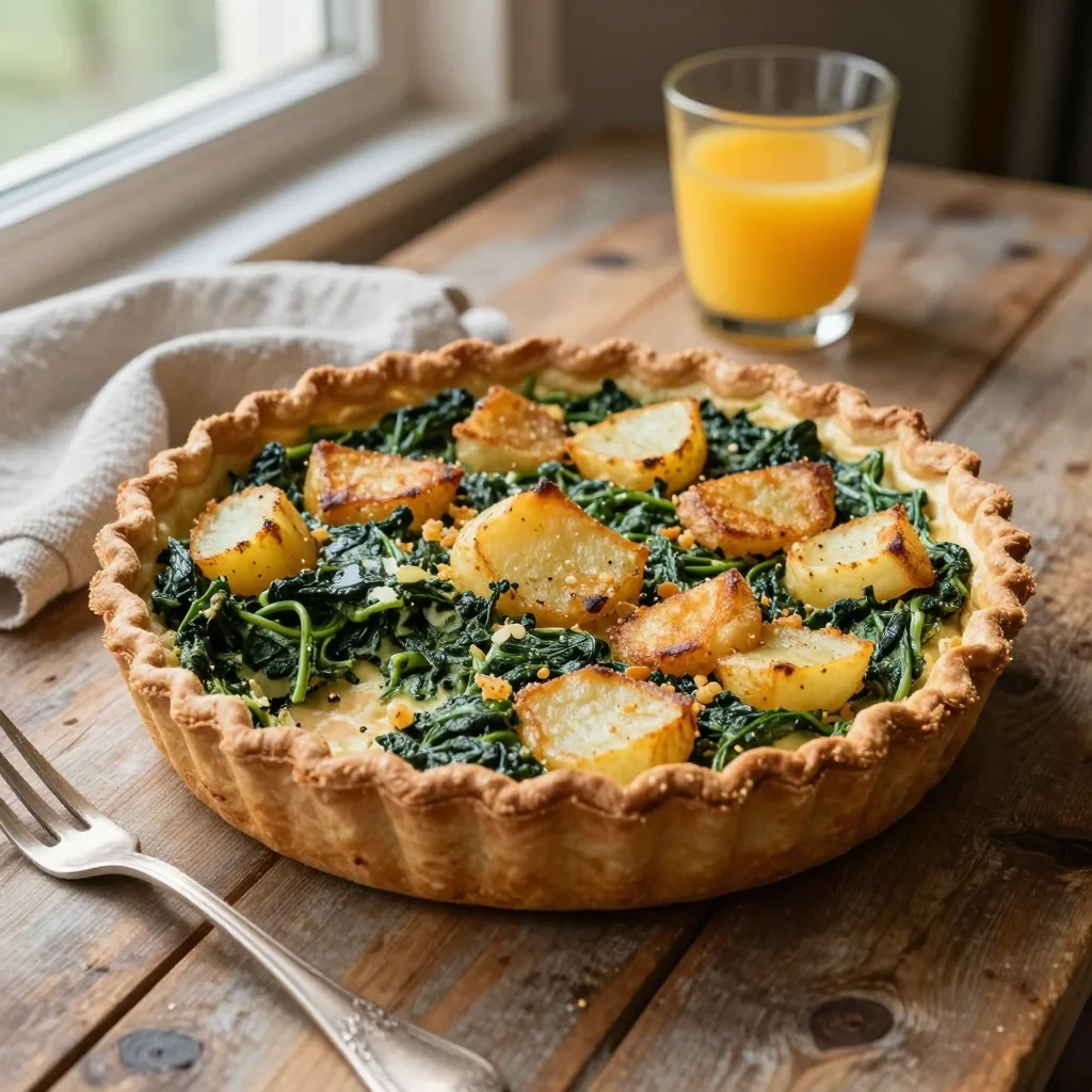 Spinach Quiche with Hash Brown Potato Crust