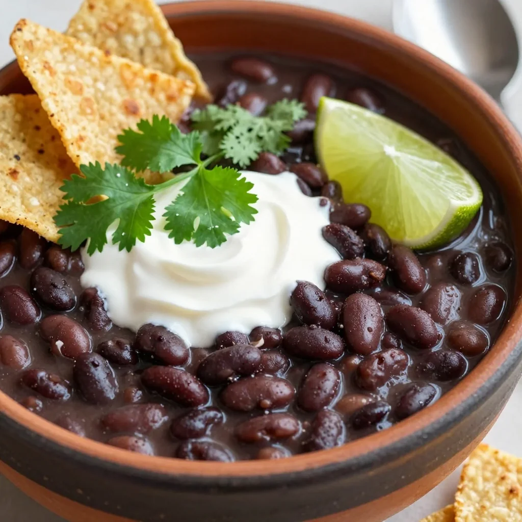 Quick Weeknight Pantry Black Bean Soup with Lime and Cilantro