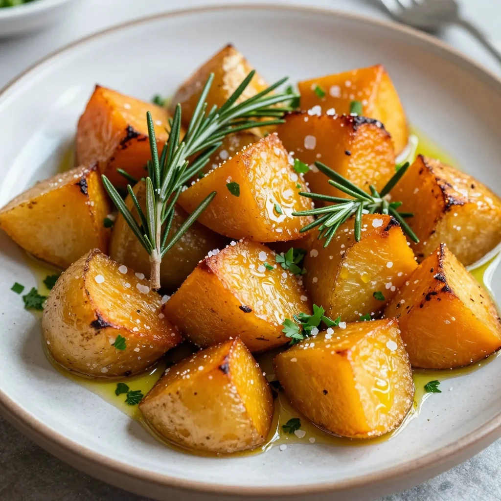 garlic roasted winter squash and potatoes with rosemary for january