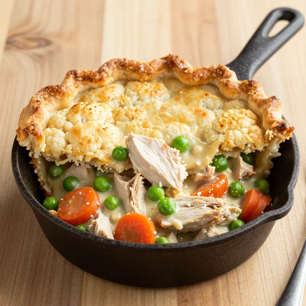 Kid-Friendly Chicken Pot Pie with Cauliflower Crust