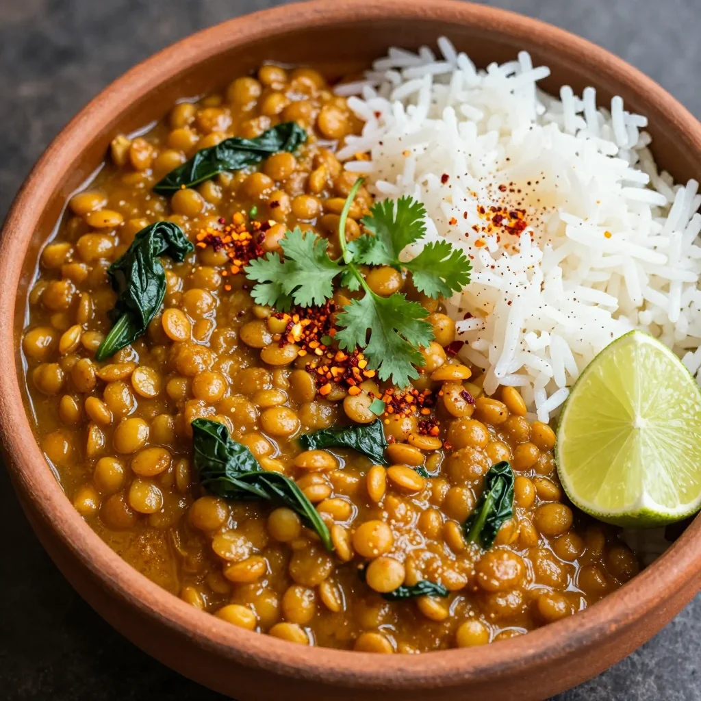 Budget Friendly Red Lentil Dahl with Spinach and Turmeric