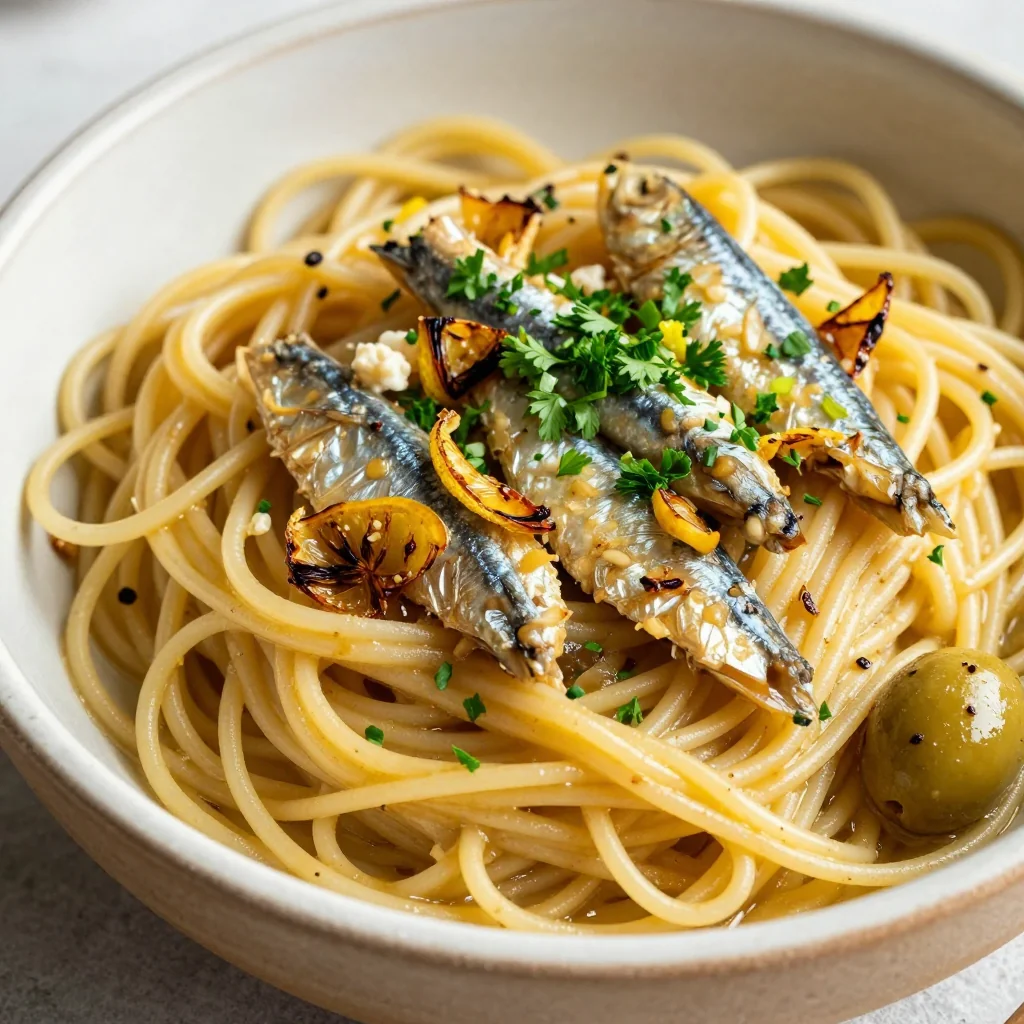Pantry Clean Out Pasta with Sardines and Lemon