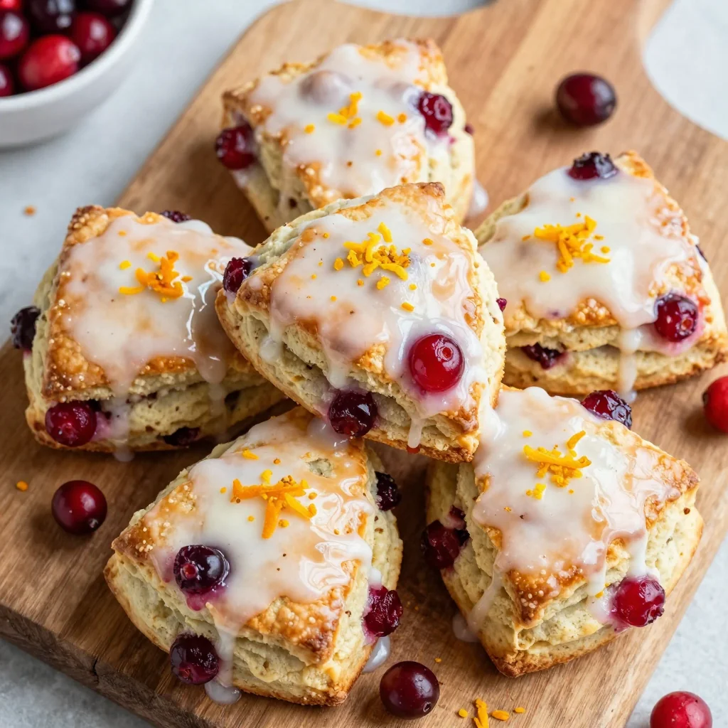 cranberry orange scones with sweet glaze for christmas morning