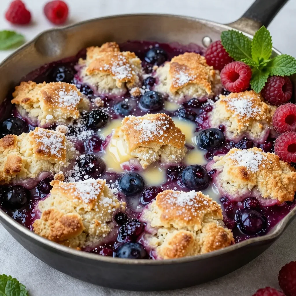 Warm Berry Cobbler with a Biscuit Topping