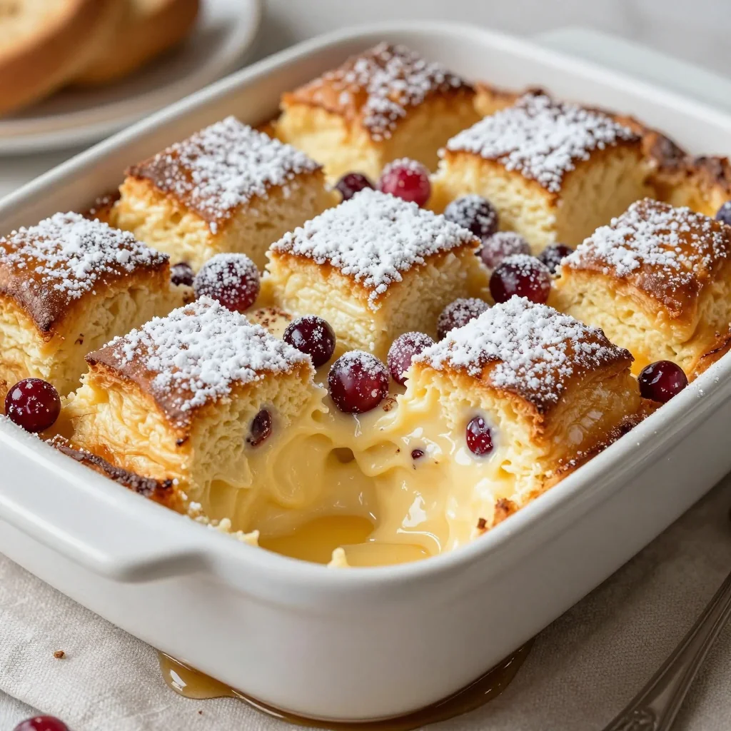fluffy eggnog french toast bake for festive winter brunch