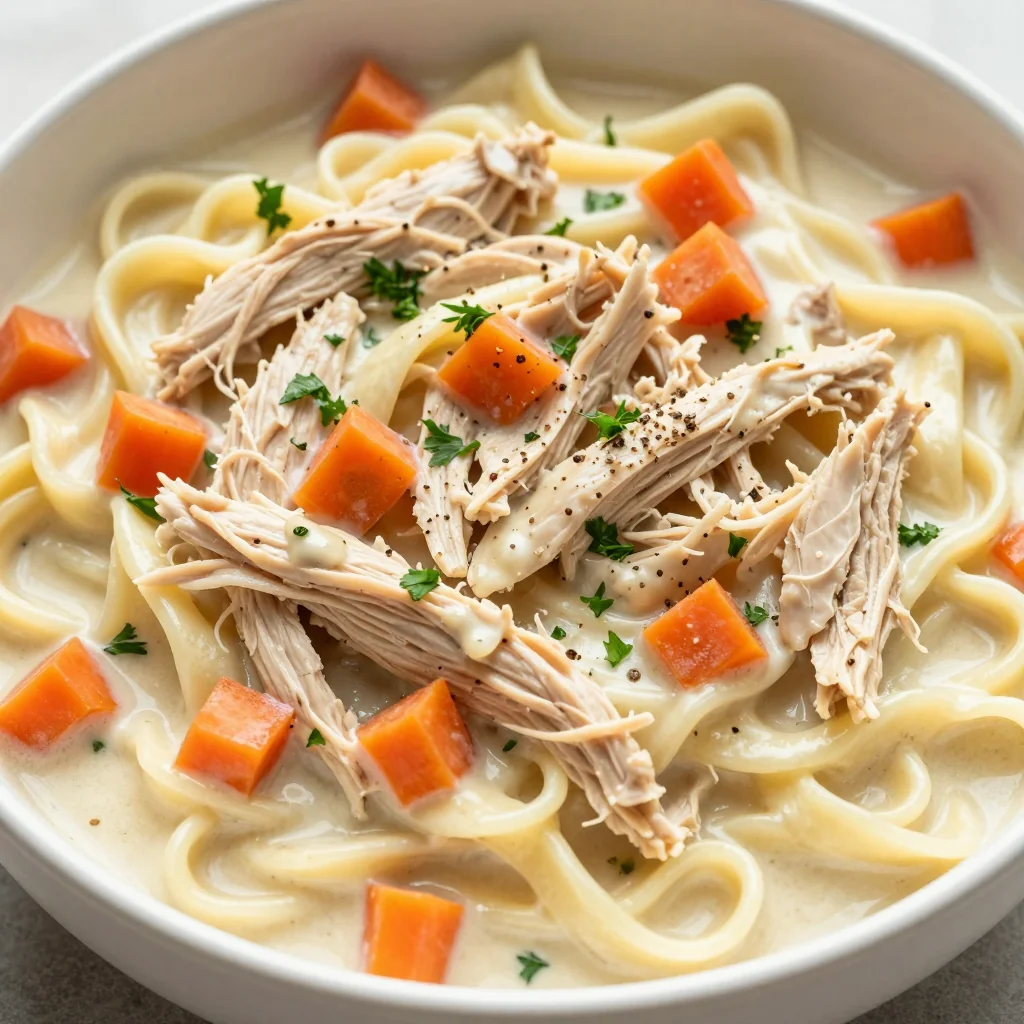 Easy One Pot Creamy Chicken and Noodles with Carrots