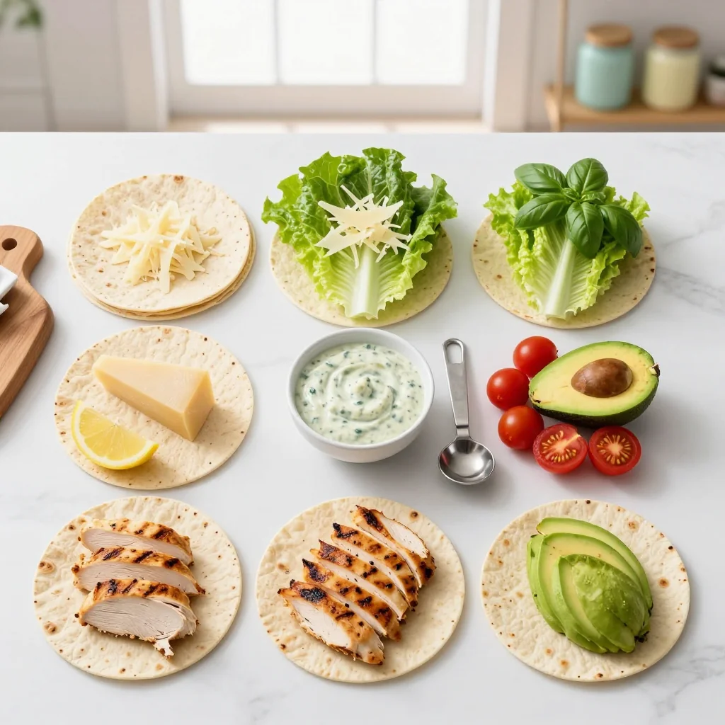 All ingredients for Chicken Caesar Wraps