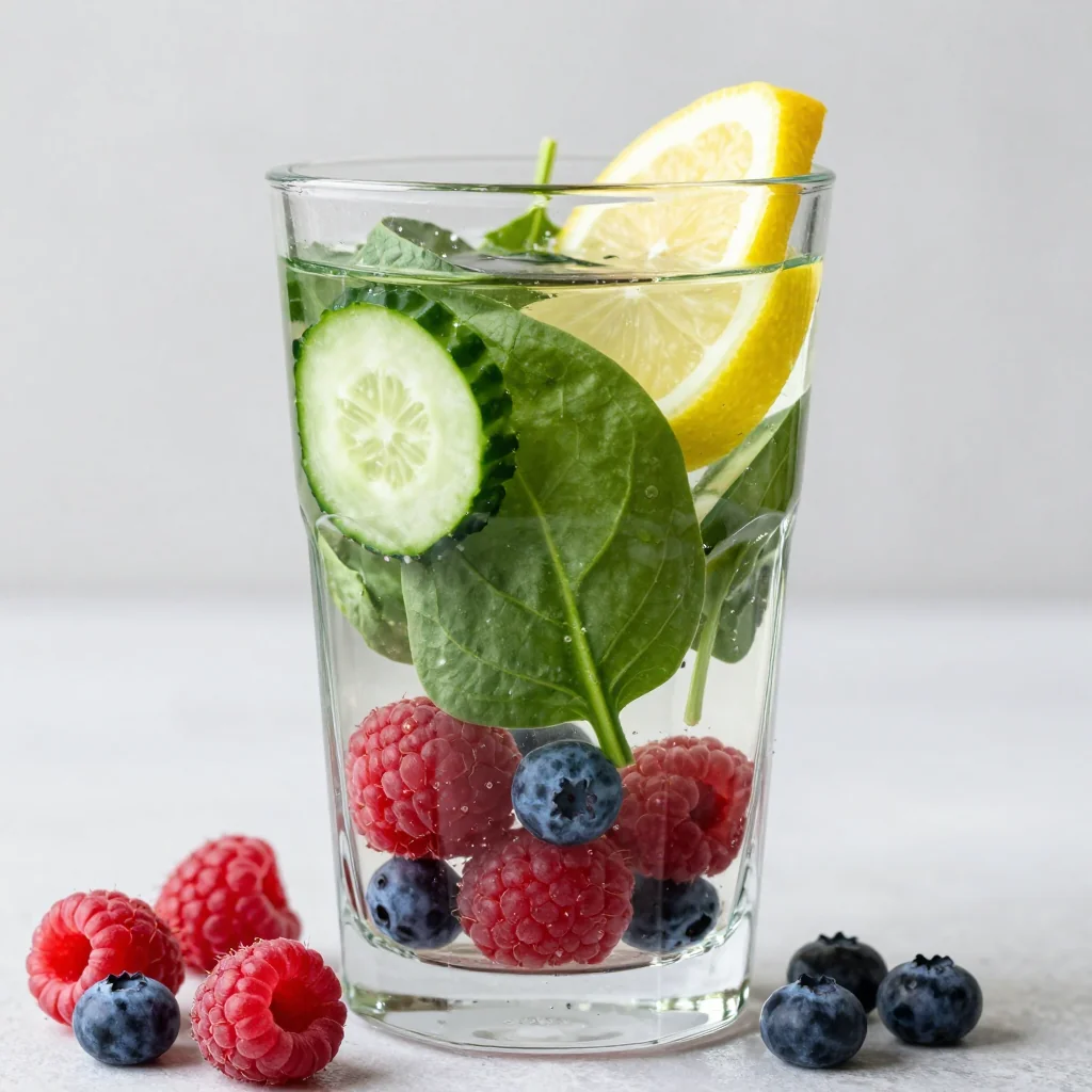 Detox Berry and Spinach Water for Mornings