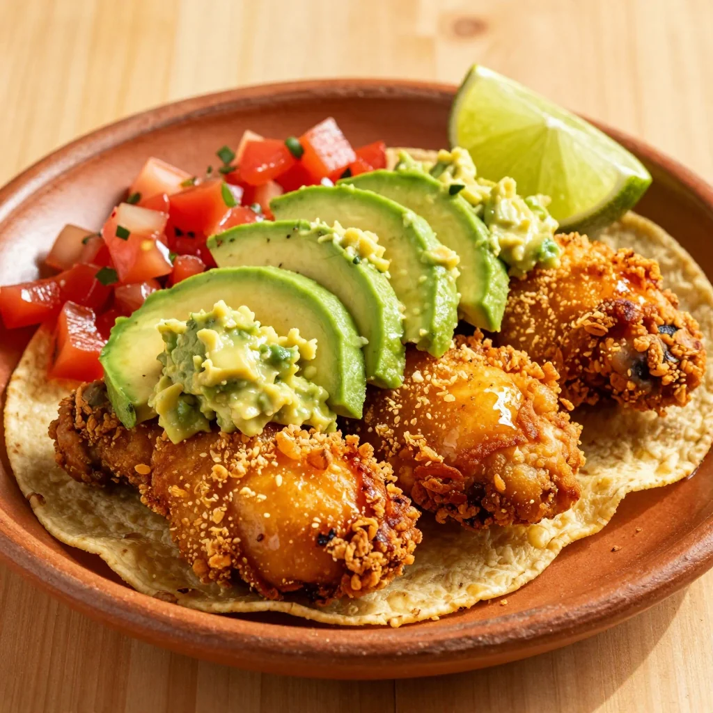 Crispy Chicken Tacos with Avocado and Lime