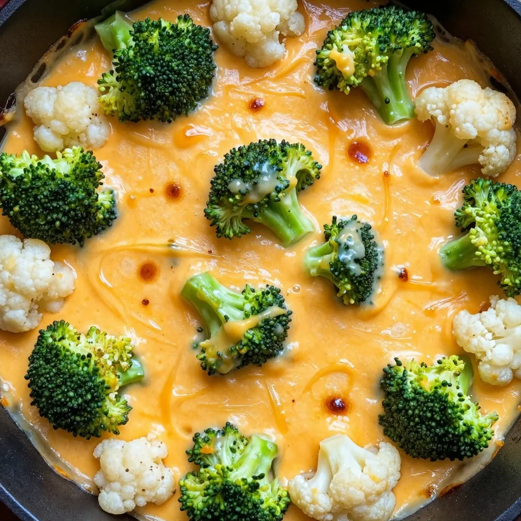 Cheesy Broccoli And Cauliflower Bake With Cheddar Cheese Sauce Topping