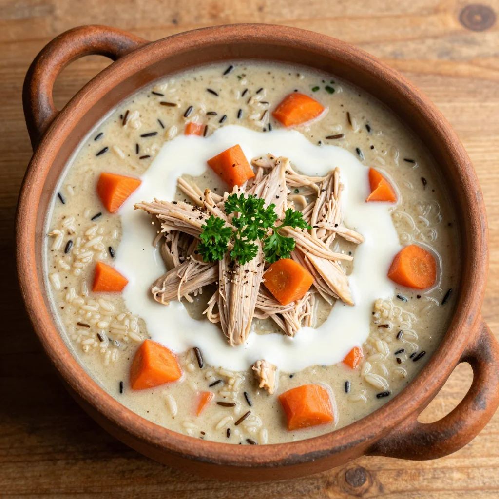One Pot Creamy Chicken and Wild Rice Soup for Snow