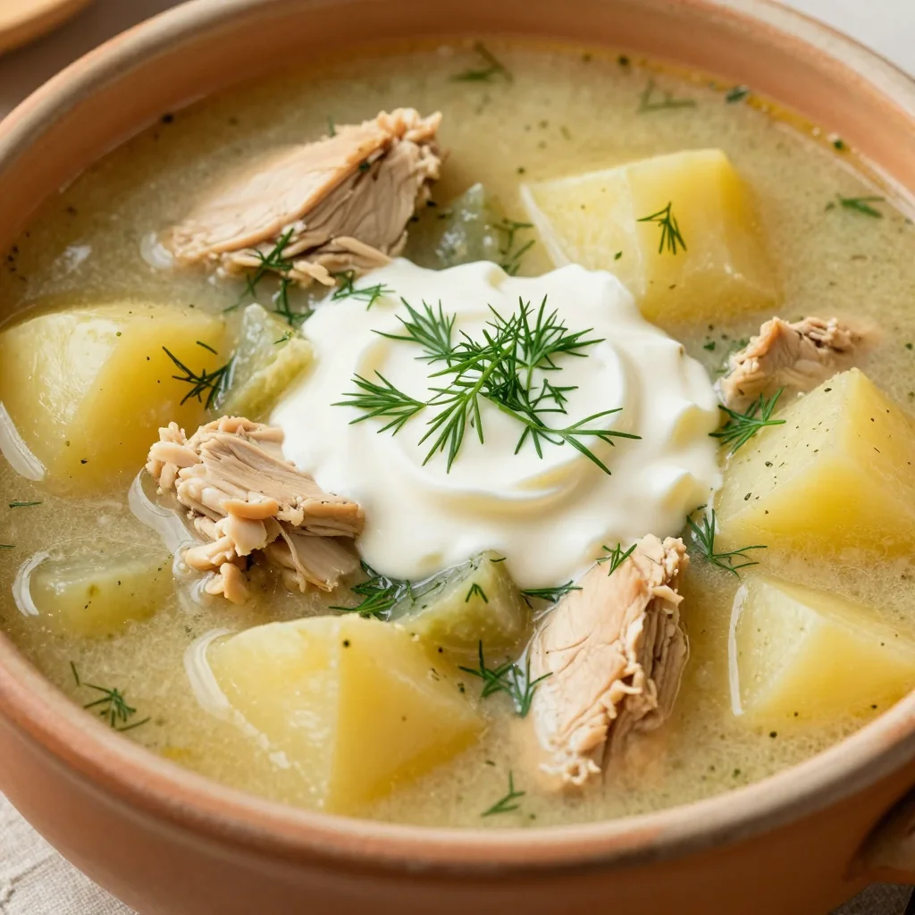 High Protein Slow Cooker Chicken and Potato Soup with Dill