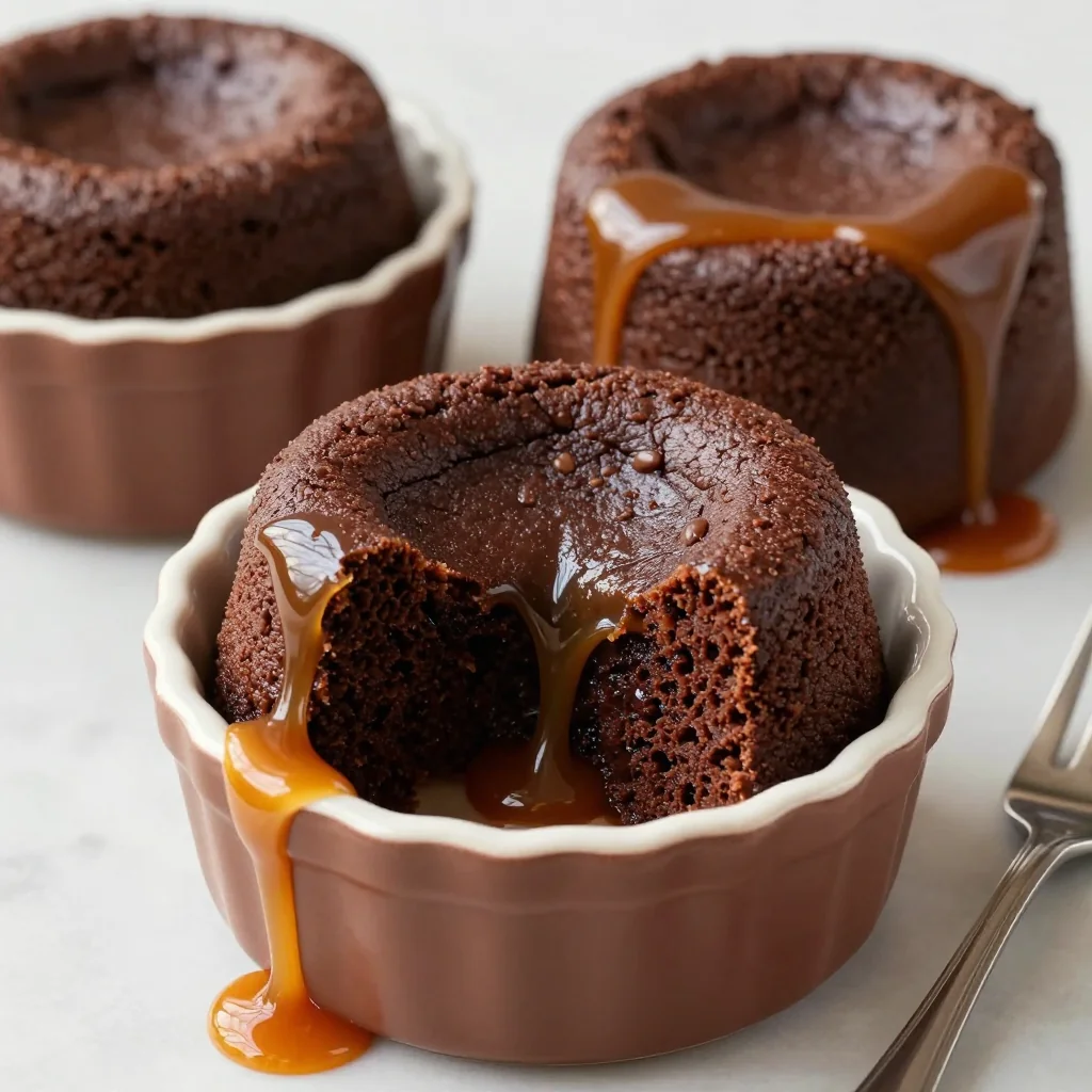 Indulgent Slow Cooker Lava Cakes with a Salted Caramel Drizzle