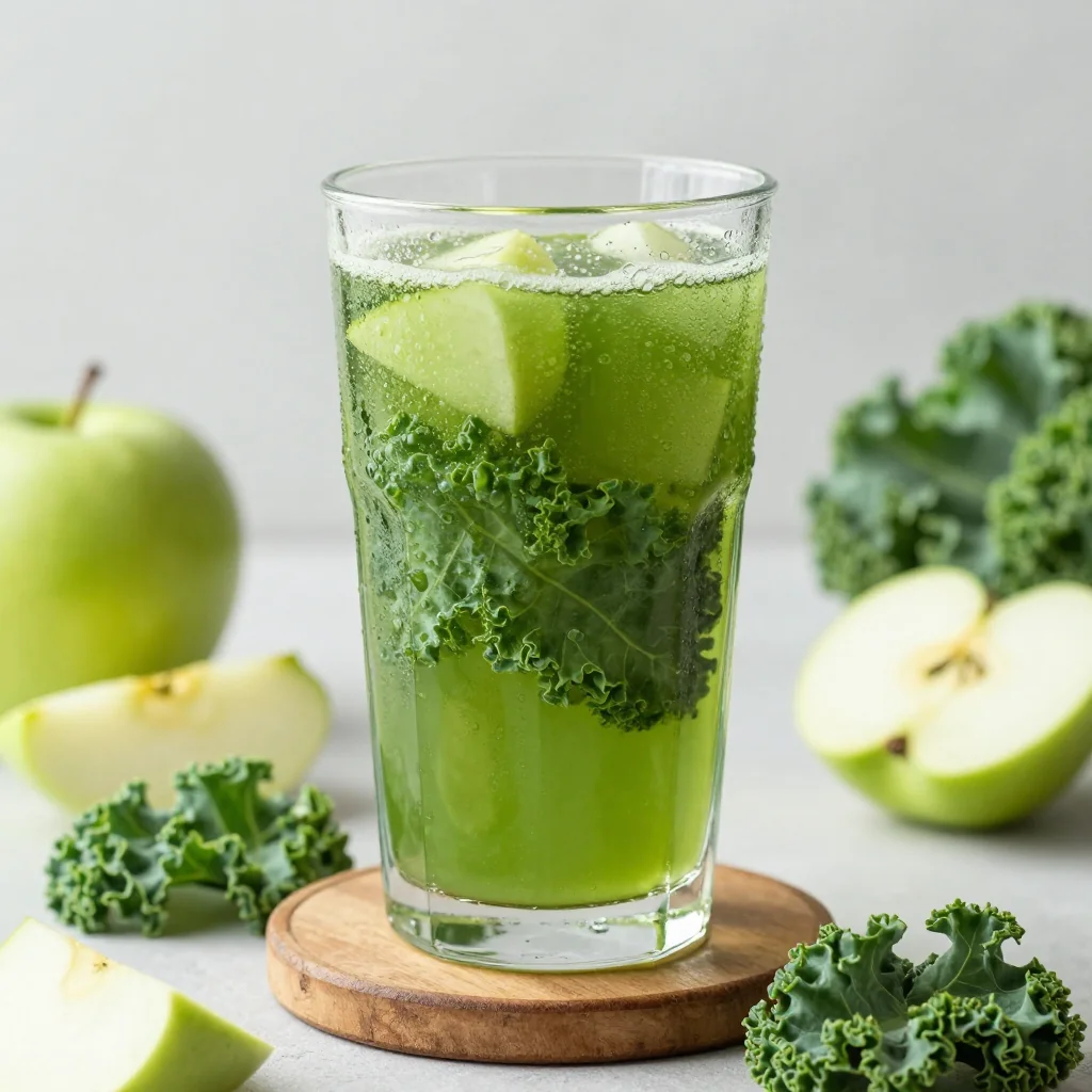 New Year's Day Green Detox Juice with Kale and Apple