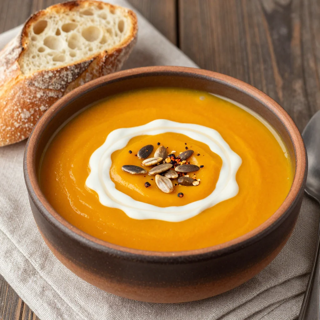 spiced pumpkin soup with toasted pepitas for cozy winter family meals