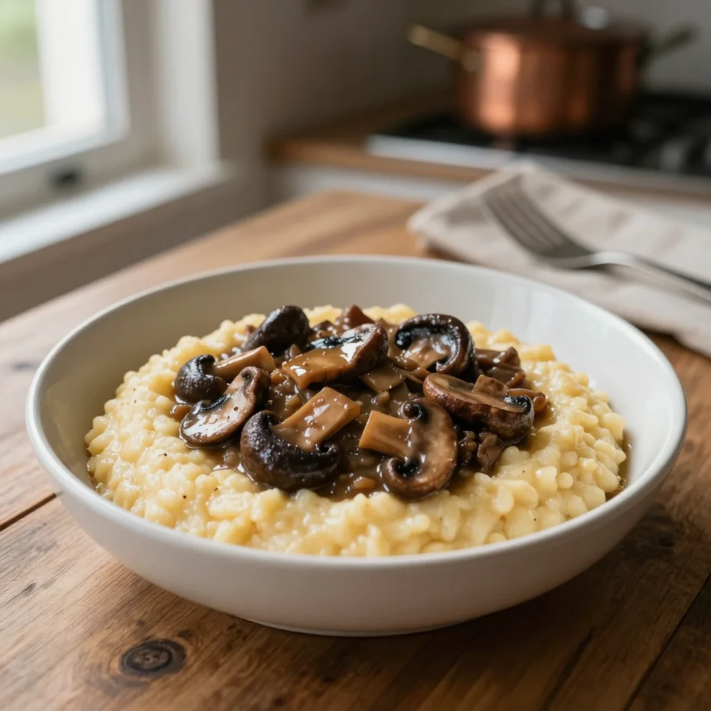 Creamy Polenta with Mushroom Ragu Sauce
