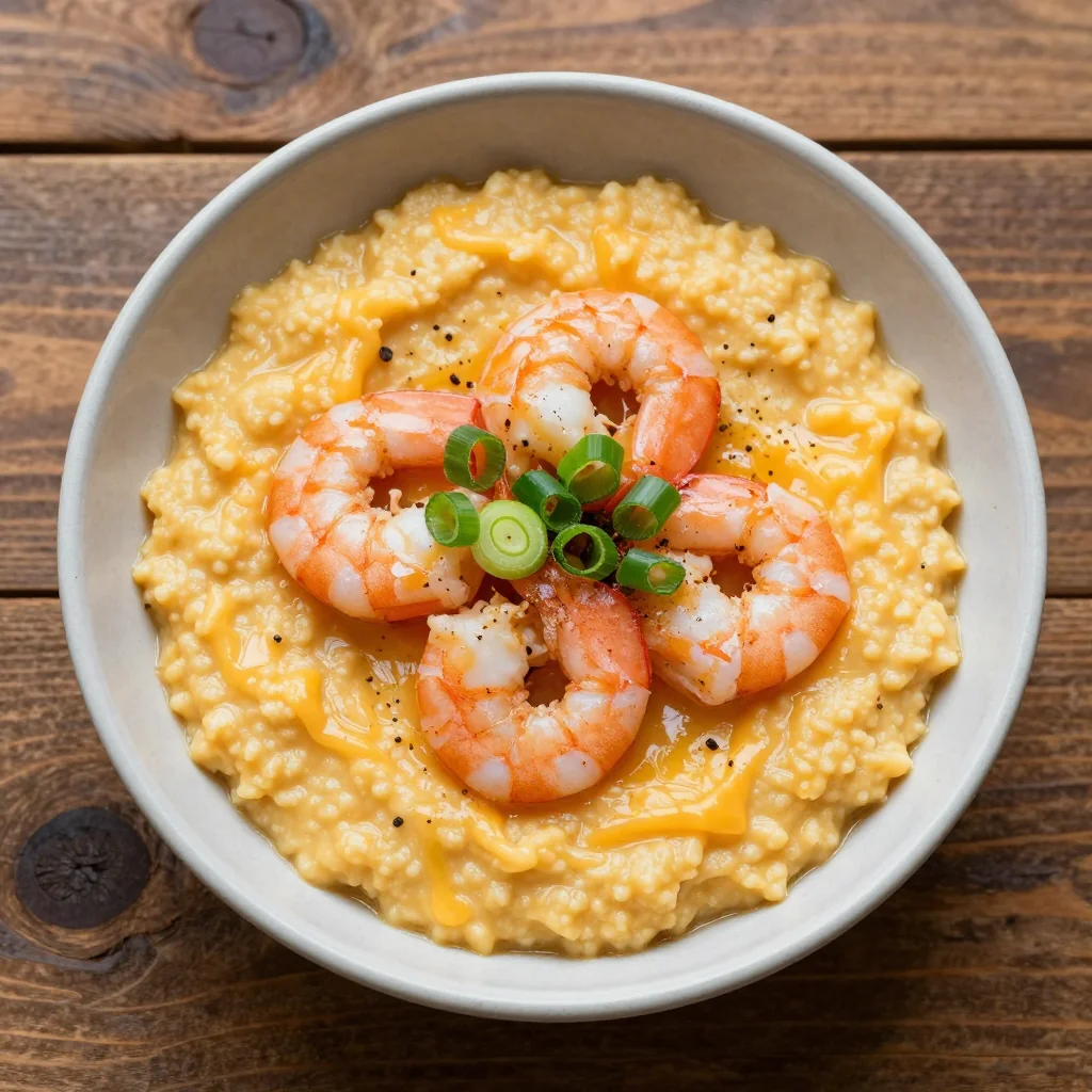 Melt-in-Your-Mouth Cheesy Grits with Shrimp for Breakfast