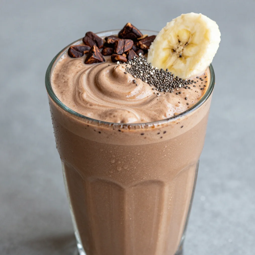 Healthy Chocolate and Banana Smoothie for Breakfast