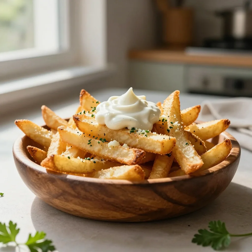 Garlic Parmesan Fries with Aioli Dip