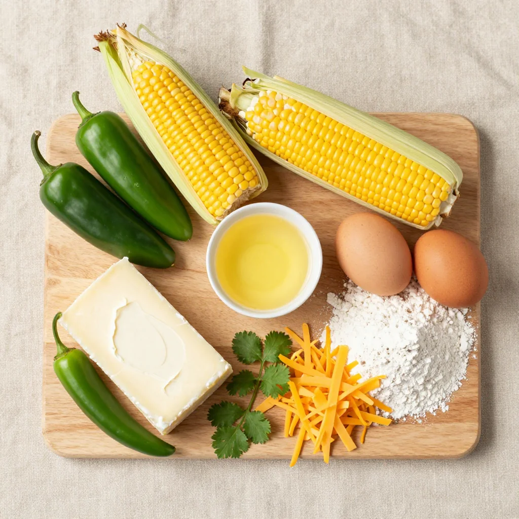 All ingredients for Jalapeno Corn Casserole with Cream Cheese