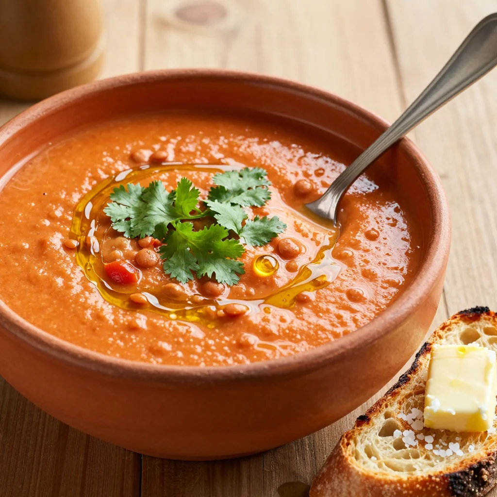 Creamy Tomato and Red Lentil Soup for Lunch