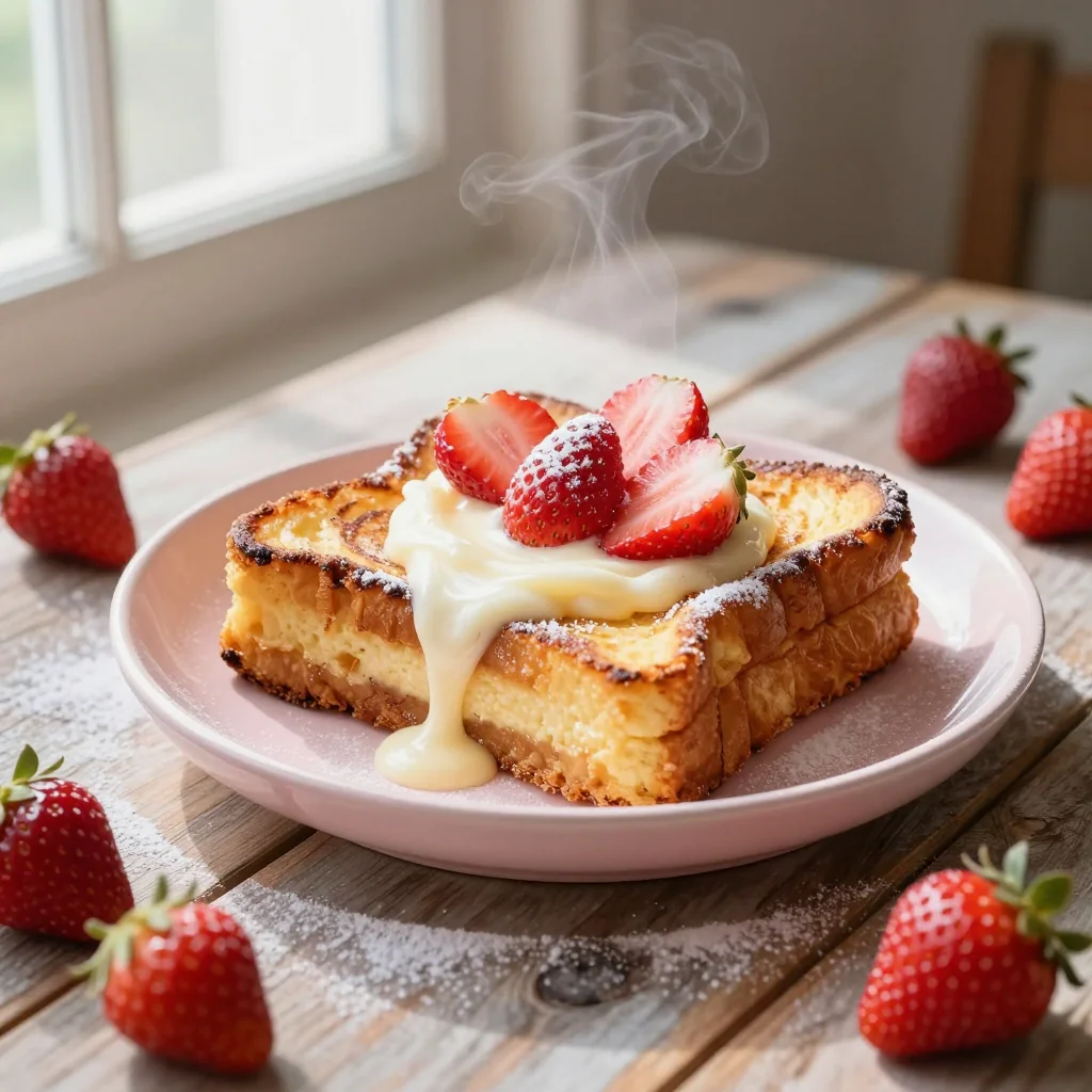 Strawberry Cheesecake Stuffed French Toast Casserole