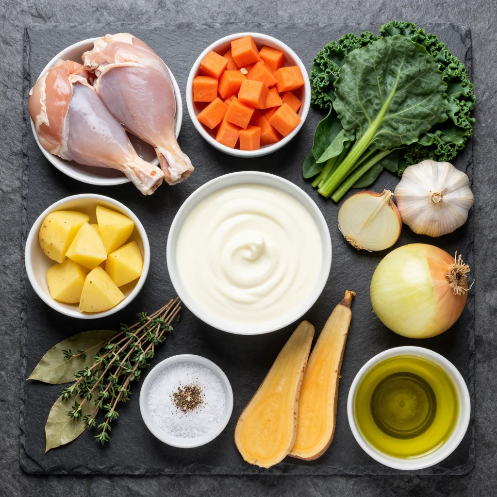 Ingredients for creamy slow cooker chicken soup