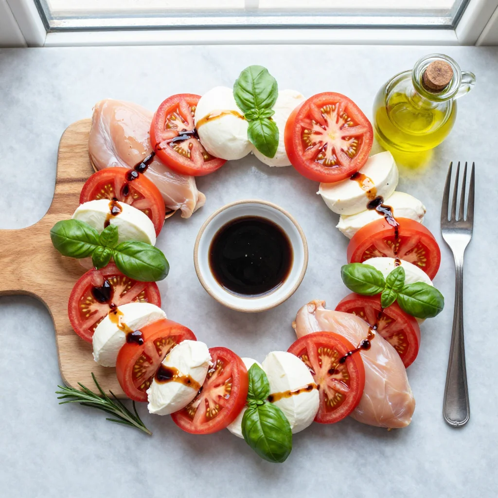 All ingredients for Caprese Stuffed Chicken with Balsamic Glaze