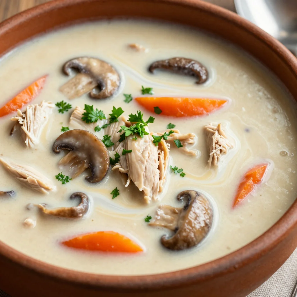Slow Cooker Chicken and Mushroom Soup for Creamy January Comfort