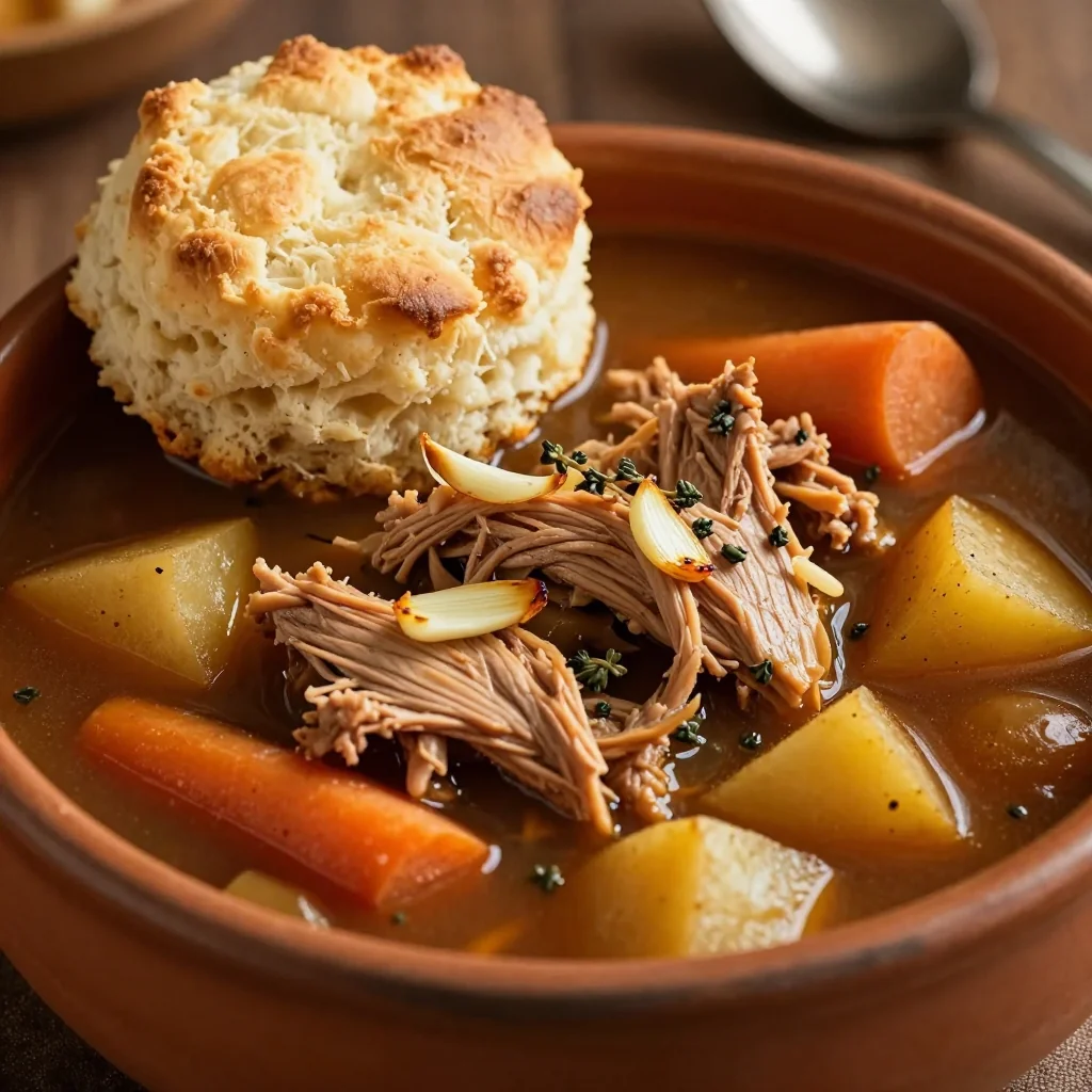 onepot garlic and thyme turkey stew with root vegetables for easy cooking