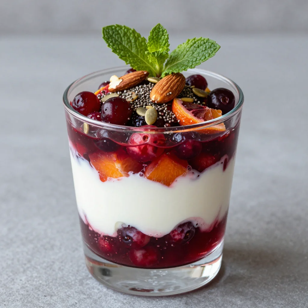 Winter Detox Breakfast Parfait with Layers of Yogurt