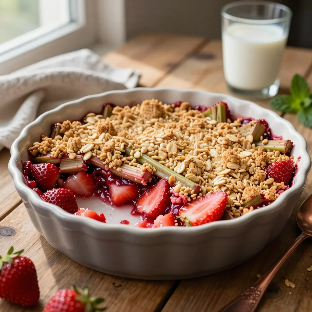 Strawberry Rhubarb Crisp with Oat Crumble