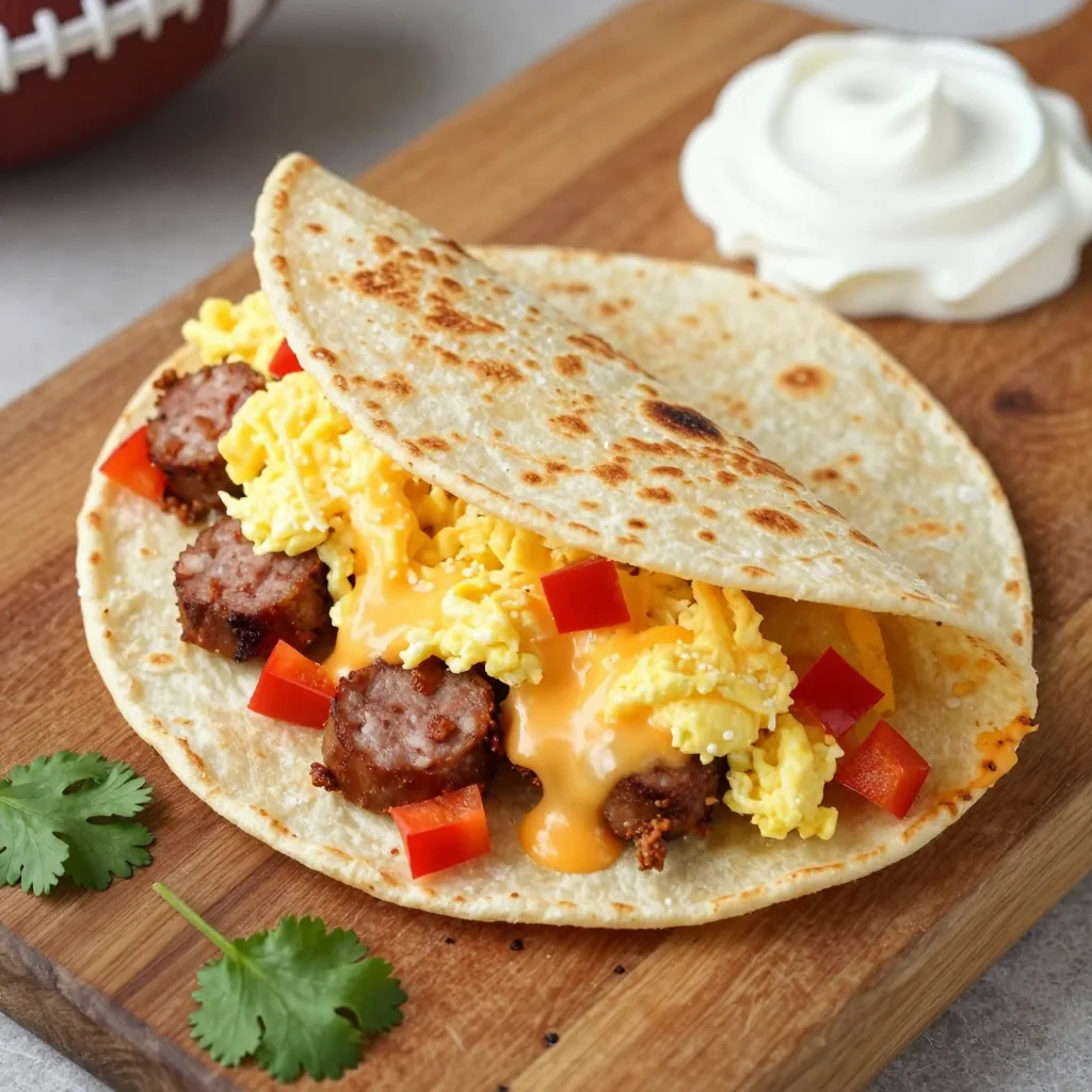 Freezer Breakfast Quesadillas for NFL Sundays