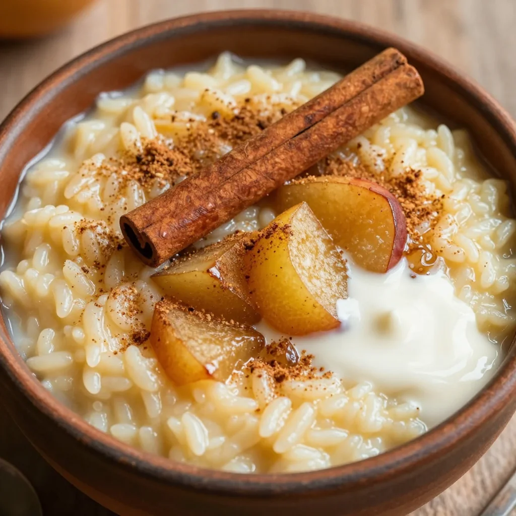 Warm Apple and Cinnamon Rice Pudding That is Comfort in a Bowl