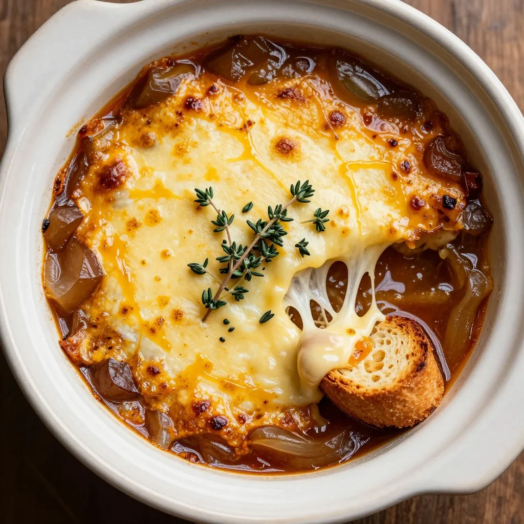 Cozy Slow Cooker French Onion Soup with Gruyere